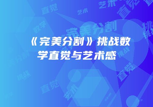 《完美分割》挑战数学直觉与艺术感