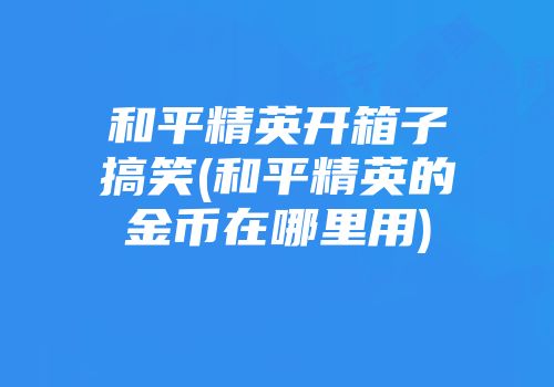 和平精英开箱子搞笑(和平精英的金币在哪里用)