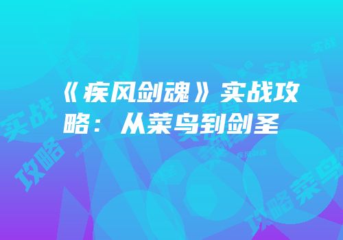 《疾风剑魂》实战攻略：从菜鸟到剑圣