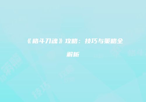 《格斗刀魂》攻略：技巧与策略全解析