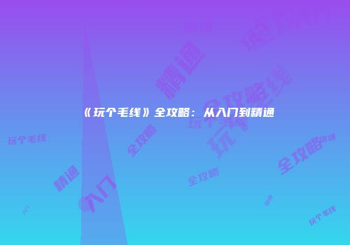 《玩个毛线》全攻略：从入门到精通