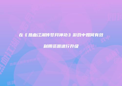 在《热血江湖传梦月神功》游戏中如何有效利用资源进行升级
