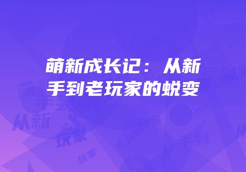 萌新成长记：从新手到老玩家的蜕变