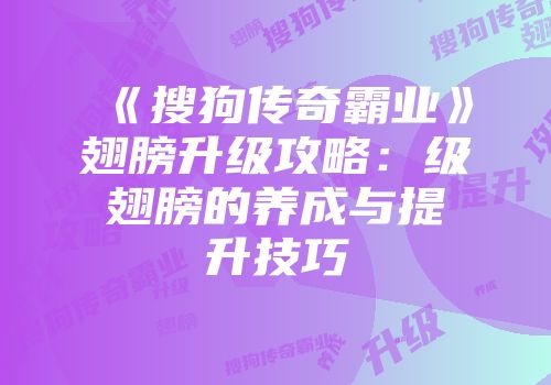 《搜狗传奇霸业》翅膀升级攻略：级翅膀的养成与提升技巧