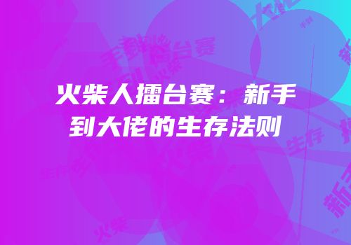 火柴人擂台赛：新手到大佬的生存法则
