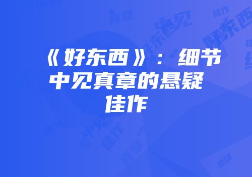 《好东西》：细节中见真章的悬疑佳作