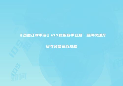《热血江湖手游》iOS新服新手必知：如何快速升级与装备获取攻略