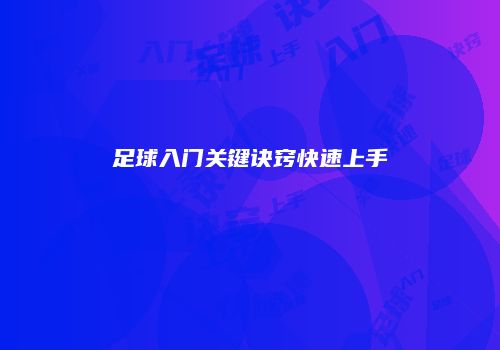足球入门关键诀窍快速上手