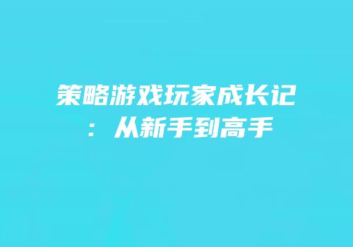 策略游戏玩家成长记：从新手到高手