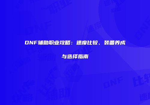 DNF辅助职业攻略：速度比较、装备养成与选择指南