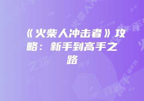 《火柴人冲击者》攻略：新手到高手之路