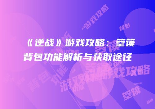 《逆战》游戏攻略：箜篌背包功能解析与获取途径
