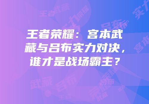 王者荣耀：宫本武藏与吕布实力对决，谁才是战场霸主？