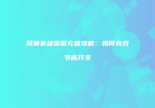 风暴英雄国服充值攻略：如何有效节省开支