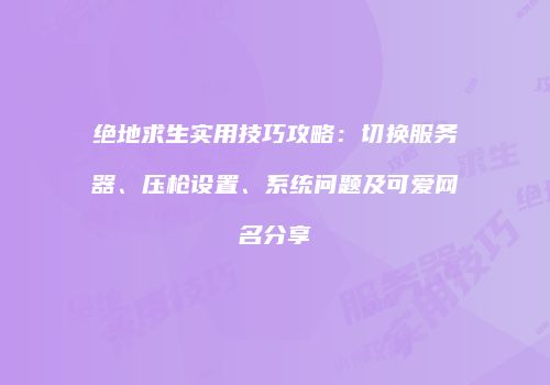 绝地求生实用技巧攻略：切换服务器、压枪设置、系统问题及可爱网名分享