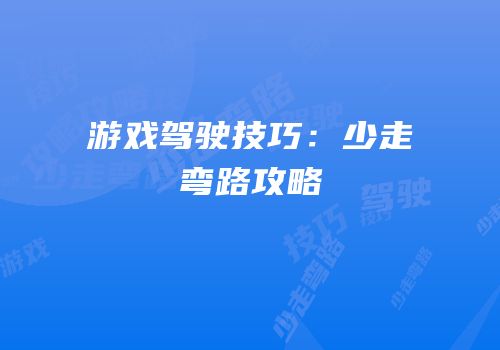 游戏驾驶技巧：少走弯路攻略