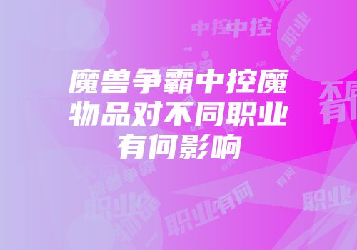 魔兽争霸中控魔物品对不同职业有何影响