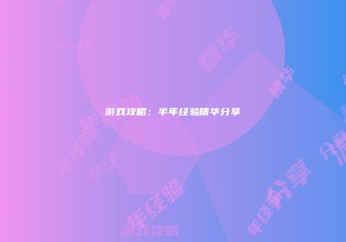 游戏攻略：半年经验精华分享