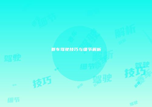 赛车驾驶技巧与细节解析