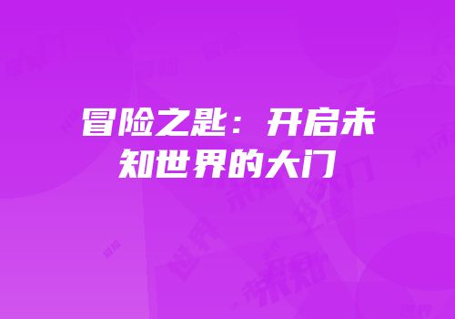 冒险之匙：开启未知世界的大门