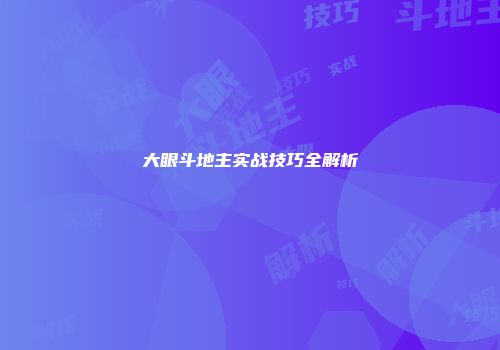 大眼斗地主实战技巧全解析