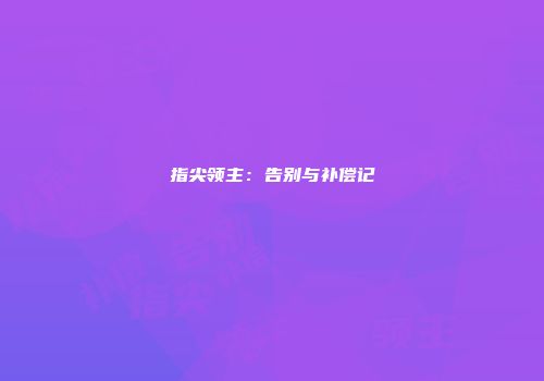指尖领主：告别与补偿记