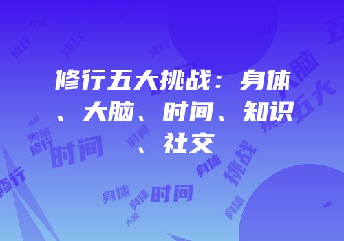 修行五大挑战：身体、大脑、时间、知识、社交