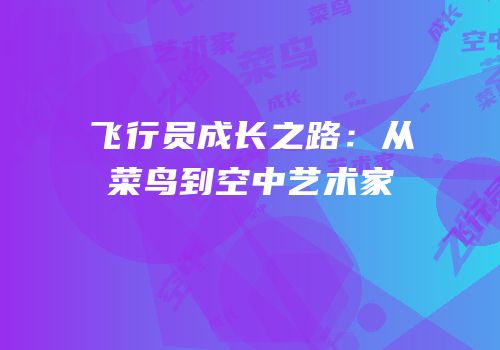 飞行员成长之路：从菜鸟到空中艺术家