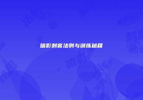 暗影刺客法则与训练秘籍