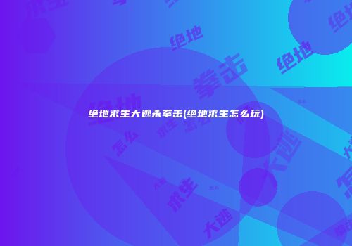 绝地求生大逃杀拳击(绝地求生怎么玩)