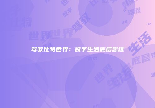 驾驭比特世界：数字生活底层思维