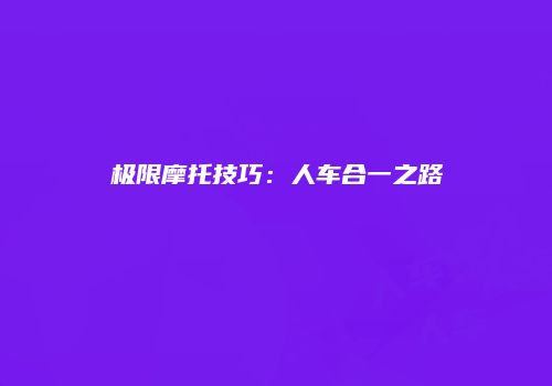 极限摩托技巧：人车合一之路