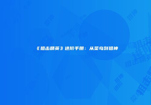 《狙击精英》进阶手册：从菜鸟到狙神