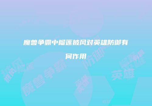 魔兽争霸中榴莲披风对英雄防御有何作用