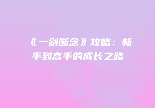 《一剑断念》攻略：新手到高手的成长之路