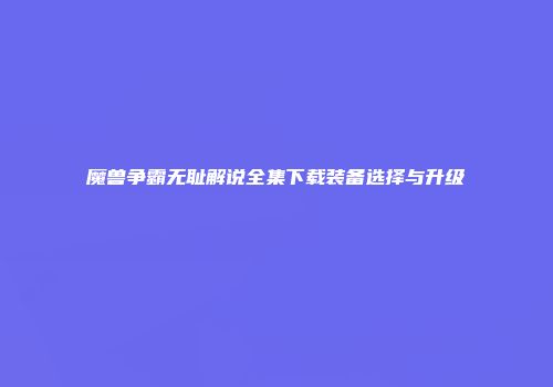 魔兽争霸无耻解说全集下载装备选择与升级