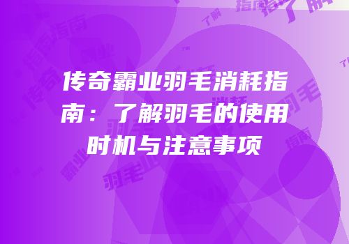 传奇霸业羽毛消耗指南：了解羽毛的使用时机与注意事项