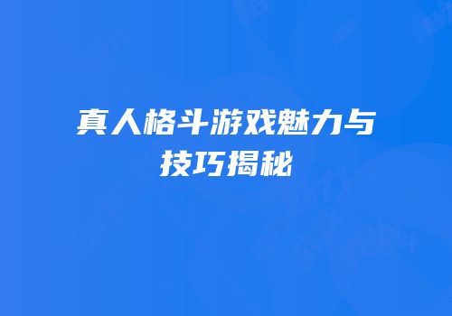 真人格斗游戏魅力与技巧揭秘