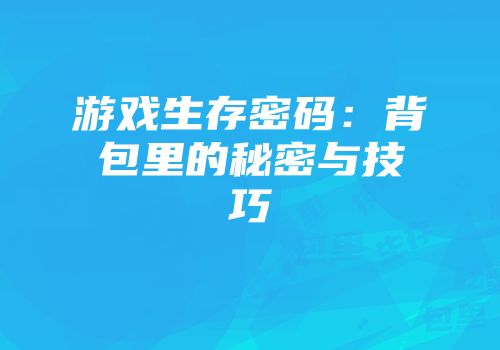 游戏生存密码：背包里的秘密与技巧