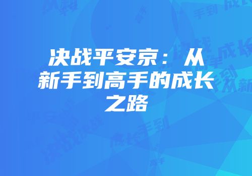 决战平安京：从新手到高手的成长之路