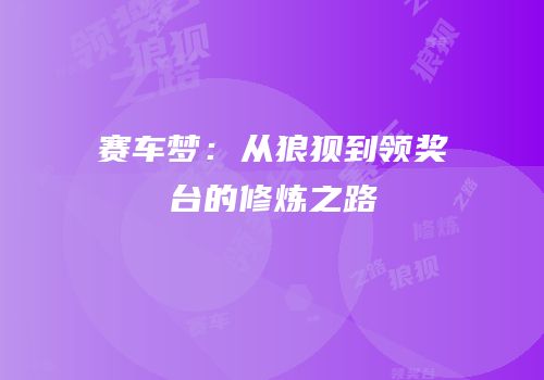 赛车梦：从狼狈到领奖台的修炼之路