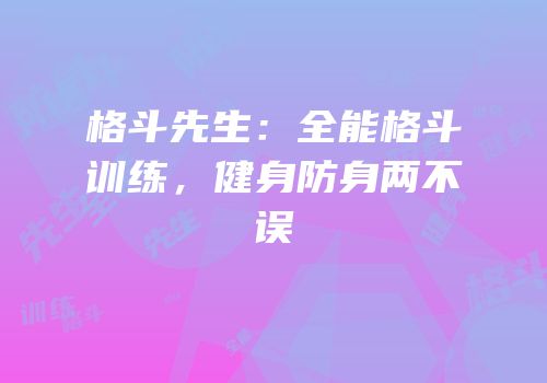 格斗先生：全能格斗训练，健身防身两不误