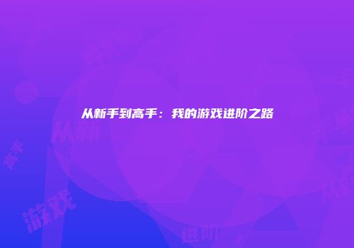 从新手到高手：我的游戏进阶之路