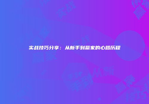 实战技巧分享：从新手到赢家的心路历程