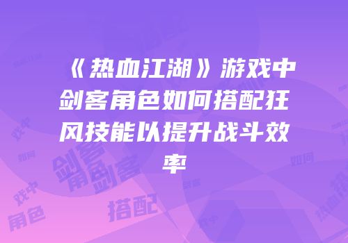 《热血江湖》游戏中剑客角色如何搭配狂风技能以提升战斗效率