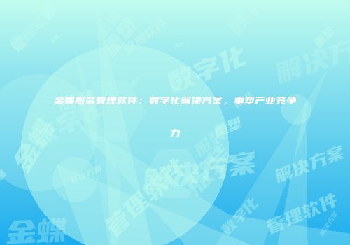 金蝶服装管理软件：数字化解决方案，重塑产业竞争力