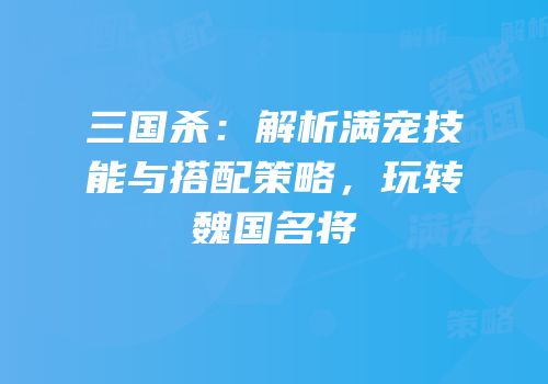 三国杀：解析满宠技能与搭配策略，玩转魏国名将