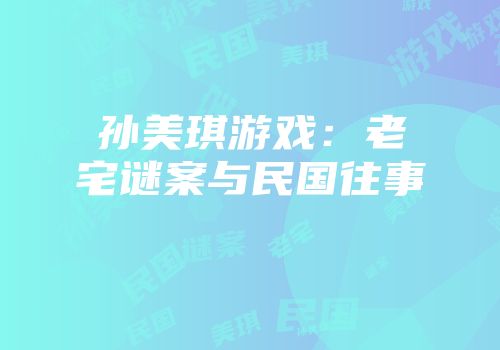孙美琪游戏：老宅谜案与民国往事