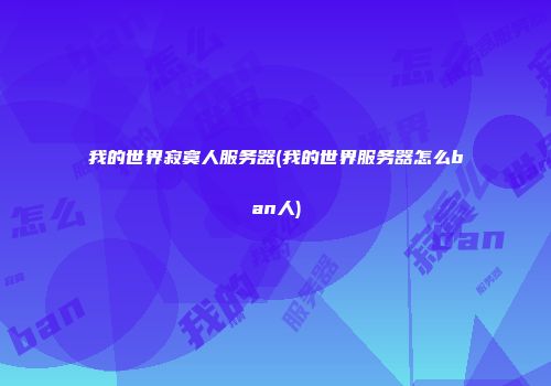 我的世界寂寞人服务器(我的世界服务器怎么ban人)