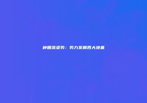 种田流姿势：势力发展四大地基